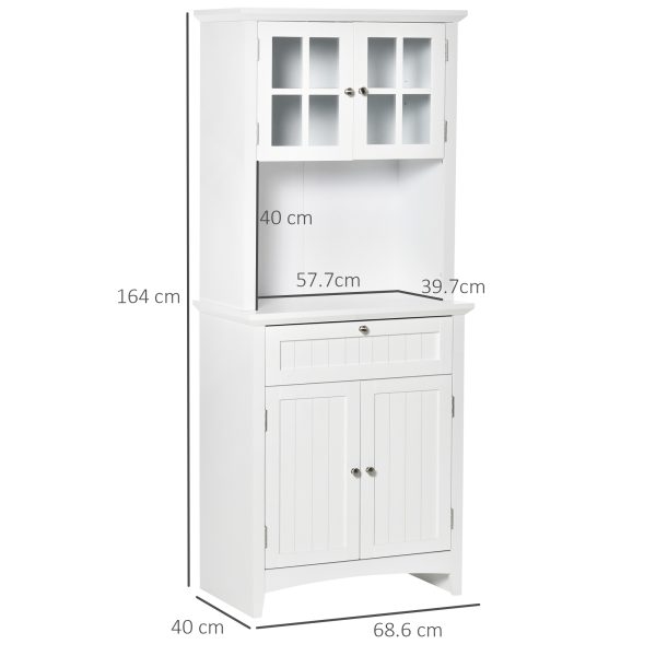 Kitchen Storage Cupboard w/ Microwave Drawer for Dining Room, White - Image 3