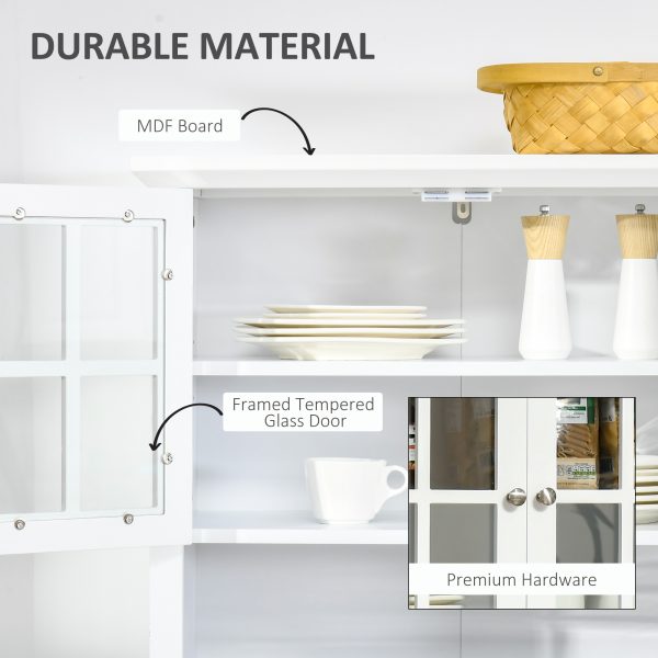 Kitchen Storage Cupboard w/ Microwave Drawer for Dining Room, White - Image 5