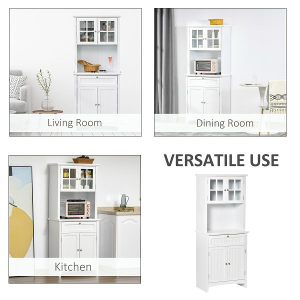 Kitchen Storage Cupboard w/ Microwave Drawer for Dining Room, White - Image 7