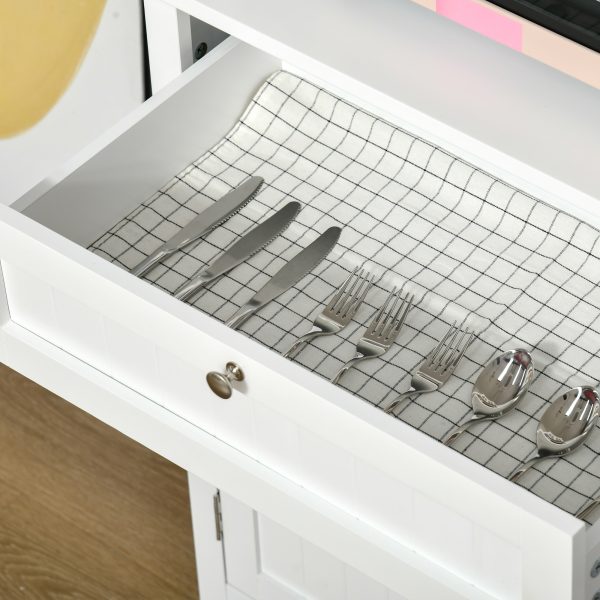 Kitchen Storage Cupboard w/ Microwave Drawer for Dining Room, White - Image 8