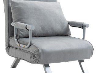 Sofa Bed Foldable Portable Armchair Sleeper Lounge  Pillow Light Grey