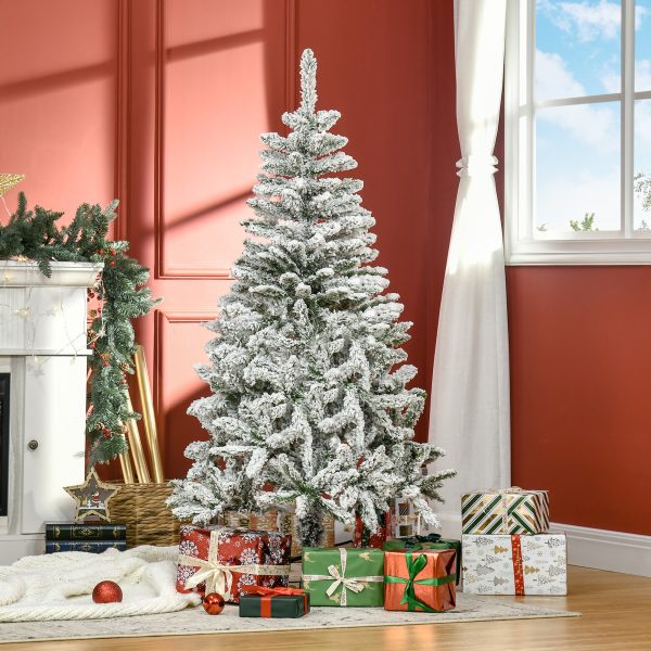 5ft Snow Flocked Artificial Christmas Tree w/ Realistic Branch Tips HOMCOM - Image 2