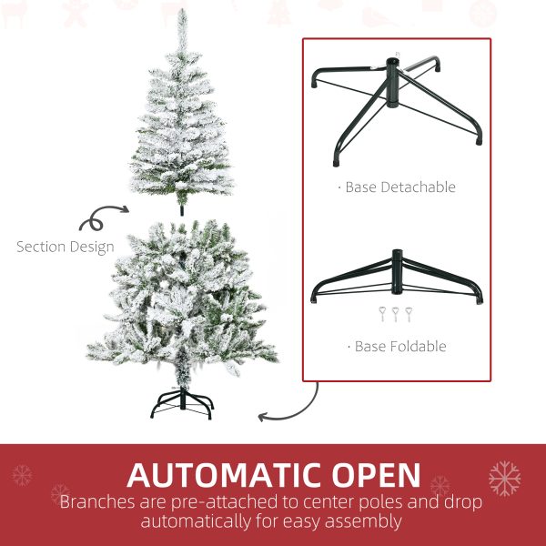 5ft Snow Flocked Artificial Christmas Tree w/ Realistic Branch Tips HOMCOM - Image 6
