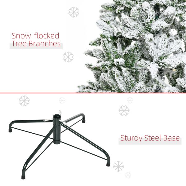 5ft Snow Flocked Artificial Christmas Tree w/ Realistic Branch Tips HOMCOM - Image 7