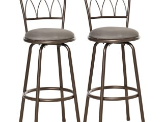 Set of 2 Bar Chairs Swivel Armless Upholstered Metal Frame Barstools