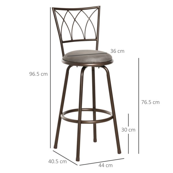 Set of 2 Bar Chairs Swivel Armless Upholstered Metal Frame Barstools - Image 3