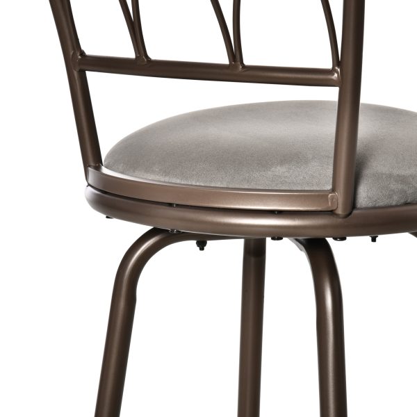 Set of 2 Bar Chairs Swivel Armless Upholstered Metal Frame Barstools - Image 7