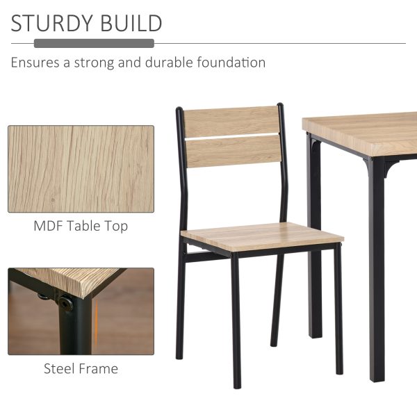 3 Pcs Compact Dining Table 2 Chairs Set Wooden Metal Legs Kitchen - Image 6