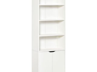 2 Door 4 Shelves Bookcase Wooden Storage Cabinet Display Unit White
