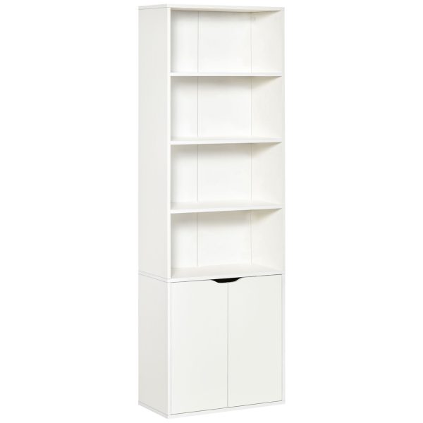 2 Door 4 Shelves Bookcase Wooden Storage Cabinet Display Unit White