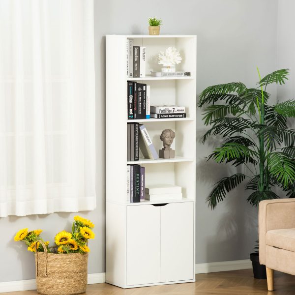 2 Door 4 Shelves Bookcase Wooden Storage Cabinet Display Unit White - Image 2