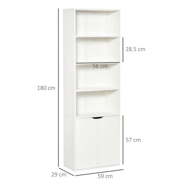 2 Door 4 Shelves Bookcase Wooden Storage Cabinet Display Unit White - Image 3