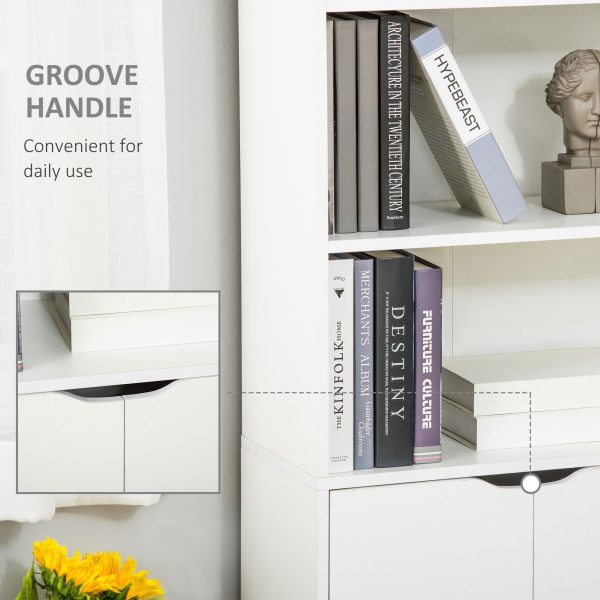 2 Door 4 Shelves Bookcase Wooden Storage Cabinet Display Unit White - Image 6