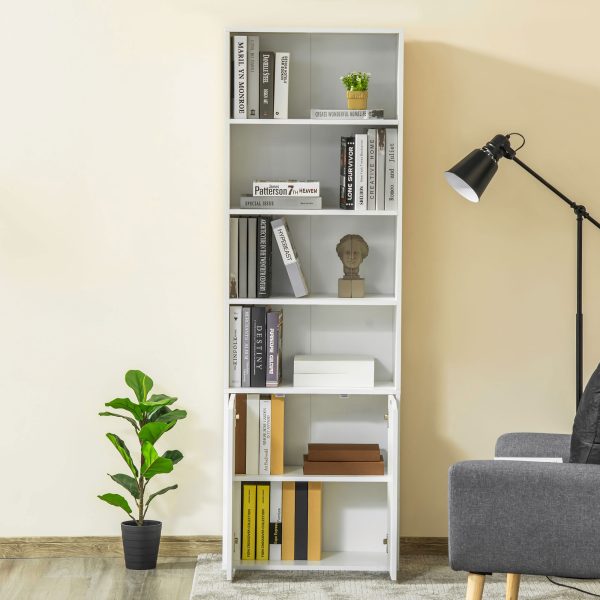 2 Door 4 Shelves Bookcase Wooden Storage Cabinet Display Unit White - Image 7