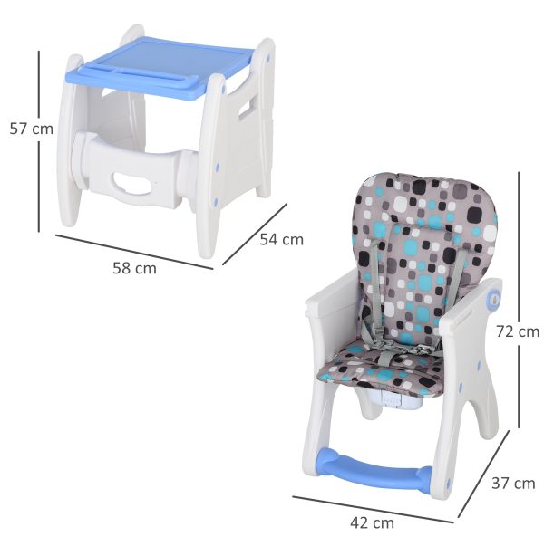 3-in-1 Convertible Baby High Chair Booster Seat w/ Removable Tray Blue - Image 3