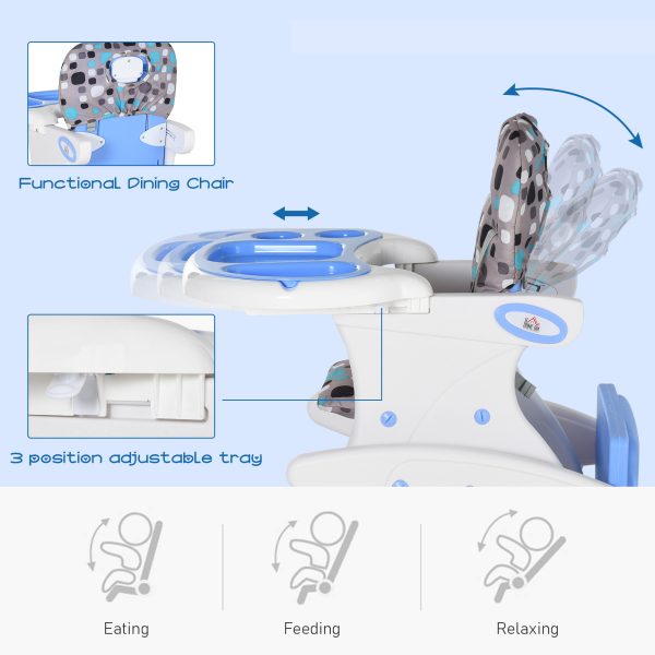 3-in-1 Convertible Baby High Chair Booster Seat w/ Removable Tray Blue - Image 5