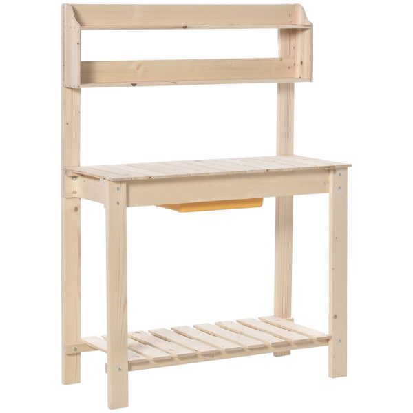 Garden Potting Bench Workstation Table w/ Sliding Tabletop & Dry Sink Outsunny