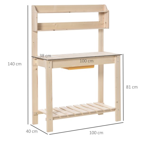 Garden Potting Bench Workstation Table w/ Sliding Tabletop & Dry Sink Outsunny - Image 3