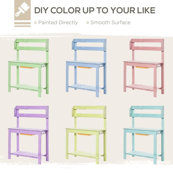 Garden Potting Bench Workstation Table w/ Sliding Tabletop & Dry Sink Outsunny - Image 4