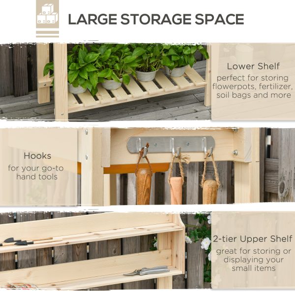 Garden Potting Bench Workstation Table w/ Sliding Tabletop & Dry Sink Outsunny - Image 7