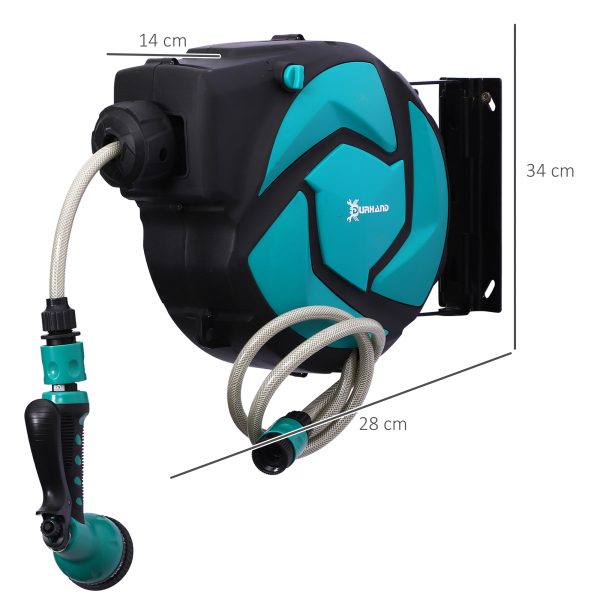 10M Water Hose Reel Compact Garden Car Locking Auto Retract Spray Durhand - Image 3