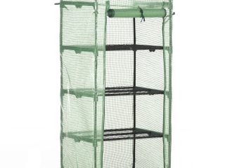 Mini Greenhouse 4-Tier Portable Plant House Shed w/ PE Cover, Green Outsunny