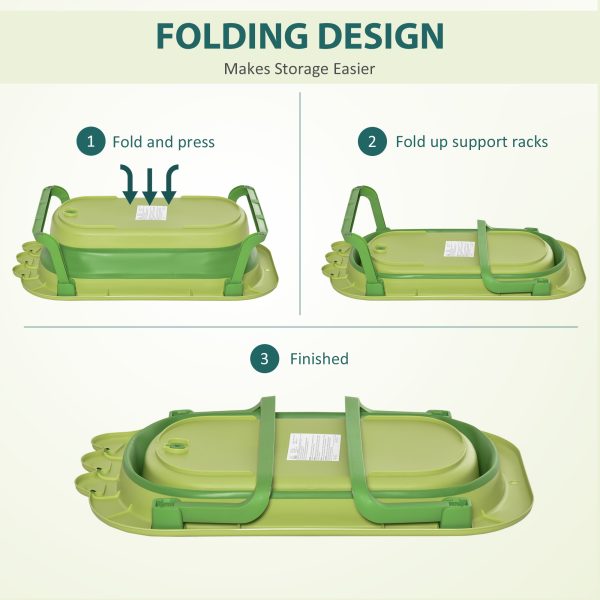 Baby Bath Tub for Toddler Foldable w/ Baby Cushion for 0-3 Years Green HOMCOM - Image 6