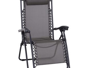 Metal Frame Zero Gravity Lounger w/ Head Pillow for Patio Decking  Outsunny
