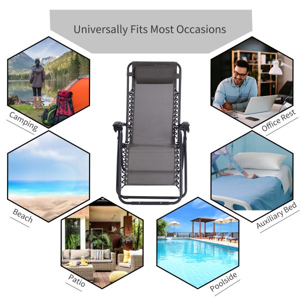 Metal Frame Zero Gravity Lounger w/ Head Pillow for Patio Decking  Outsunny - Image 4