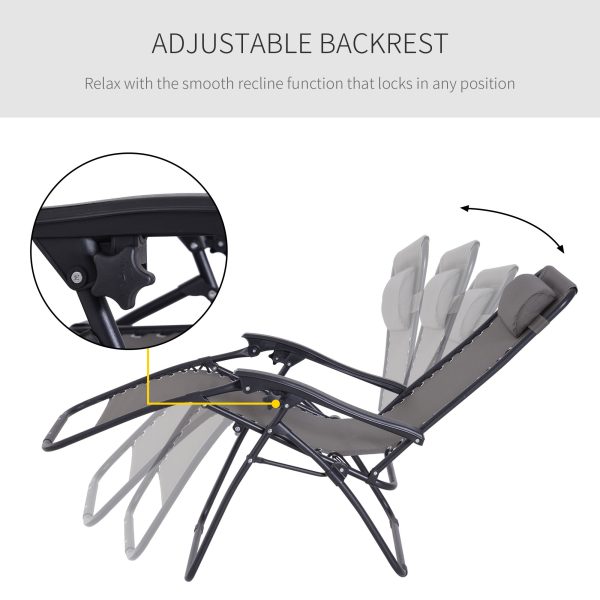 Metal Frame Zero Gravity Lounger w/ Head Pillow for Patio Decking  Outsunny - Image 6