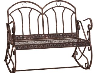 Rocking Chair Swing Bench Loveseat Metal Bronze Garden Outdoor