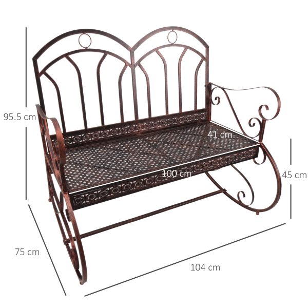 Rocking Chair Swing Bench Loveseat Metal Bronze Garden Outdoor - Image 3