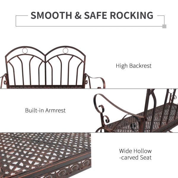 Rocking Chair Swing Bench Loveseat Metal Bronze Garden Outdoor - Image 5