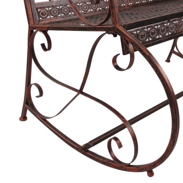 Rocking Chair Swing Bench Loveseat Metal Bronze Garden Outdoor - Image 7