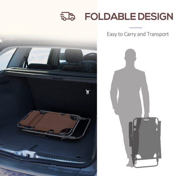 2 in 1 Outdoor Folding Sun Lounger Adjustable Back and Pillow Brown - Image 5
