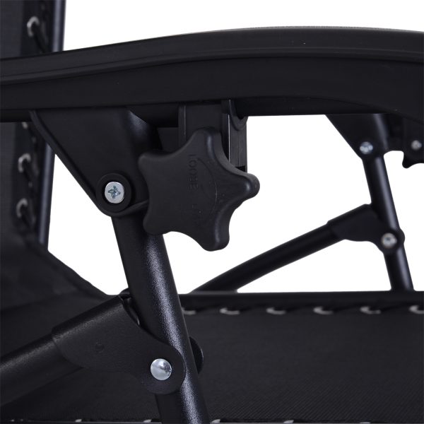 3PC Zero Gravity Chairs Sun Lounger Table Set w/ Cup Holders, Black Outsunny - Image 8