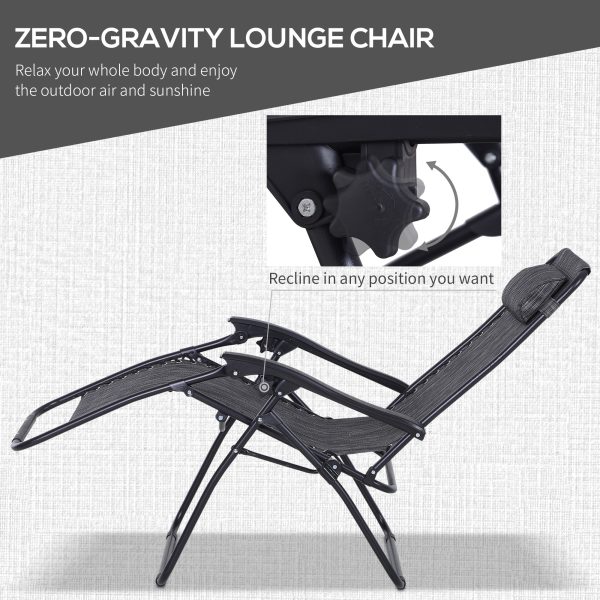 3PC Zero Gravity Chairs Sun Lounger Table Set Cup Holders Light Grey Outsunny - Image 4