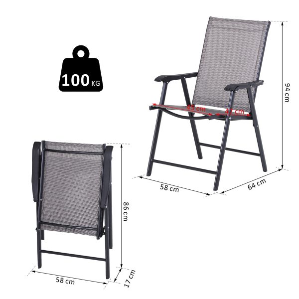 2-PCS Garden Armchairs Outdoor Patio Folding Modern Furniture Grey Outsunny - Image 3