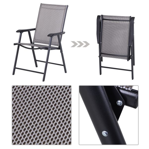 2-PCS Garden Armchairs Outdoor Patio Folding Modern Furniture Grey Outsunny - Image 7
