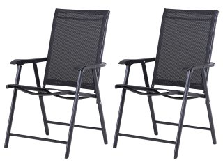 2-PCS Garden Armchairs Outdoor Patio Folding Modern Furniture Black Outsunny
