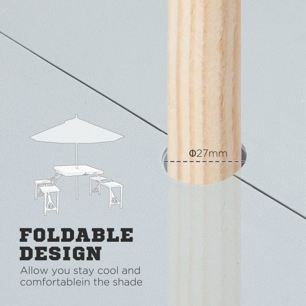 Picnic Table Chair Set 4 Seat Aluminium PP W/ 2.7cm Umbrella Hole Outsunny - Image 5
