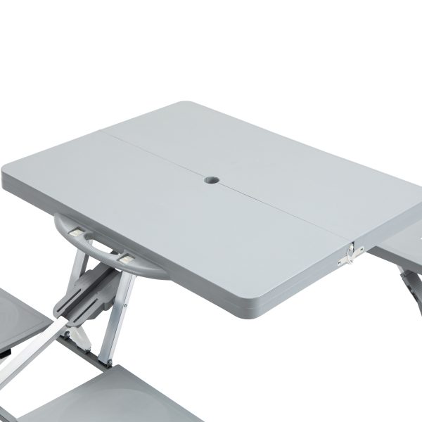 Picnic Table Chair Set 4 Seat Aluminium PP W/ 2.7cm Umbrella Hole Outsunny - Image 8
