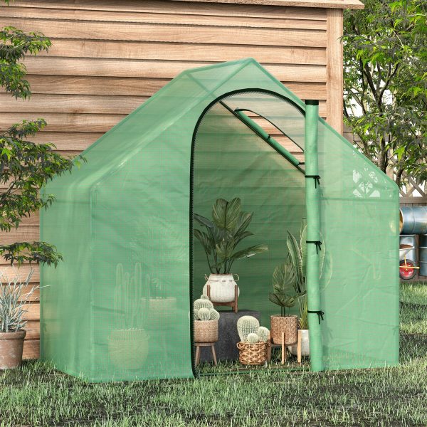 Outsunny Walk-In Portable Greenhouse Mini Grown House Steel Frame Window Green - Image 2