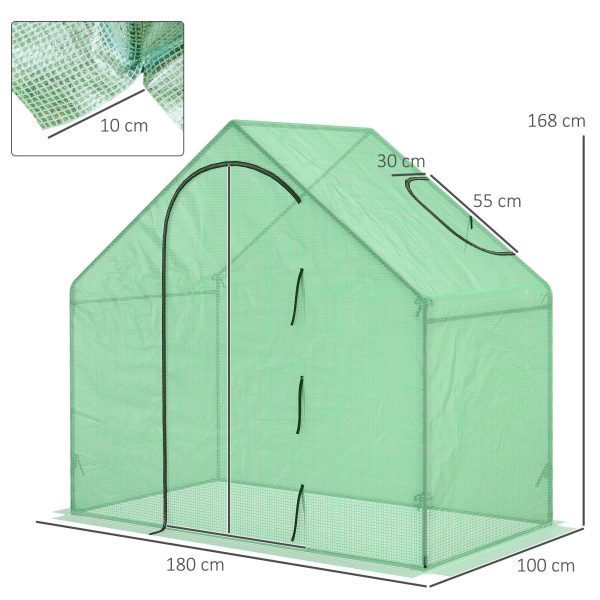 Outsunny Walk-In Portable Greenhouse Mini Grown House Steel Frame Window Green - Image 3