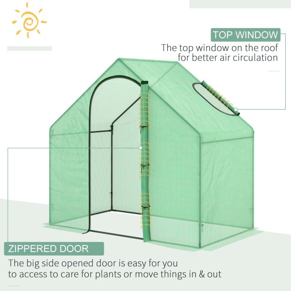 Outsunny Walk-In Portable Greenhouse Mini Grown House Steel Frame Window Green - Image 4