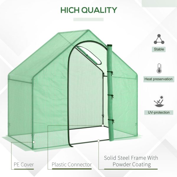 Outsunny Walk-In Portable Greenhouse Mini Grown House Steel Frame Window Green - Image 5
