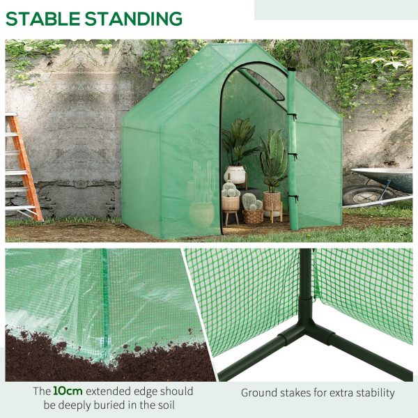Outsunny Walk-In Portable Greenhouse Mini Grown House Steel Frame Window Green - Image 6