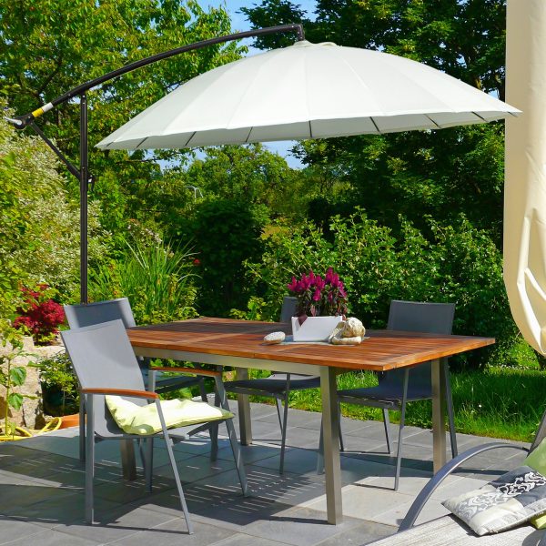 3(m) Cantilever Shanghai Parasol Crank Handle, Cross Base, Off-White Outsunny - Image 2