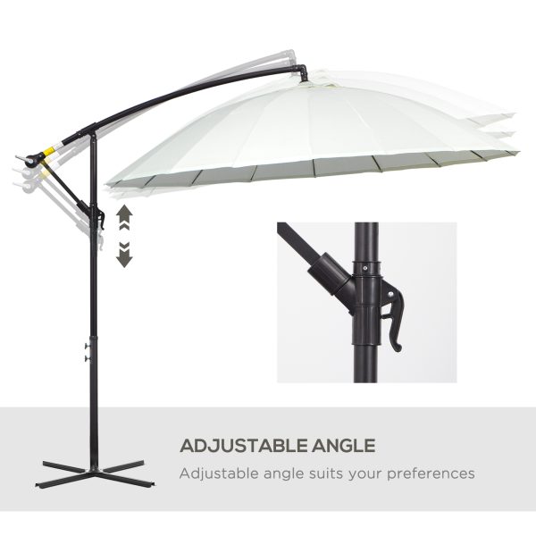 3(m) Cantilever Shanghai Parasol Crank Handle, Cross Base, Off-White Outsunny - Image 5