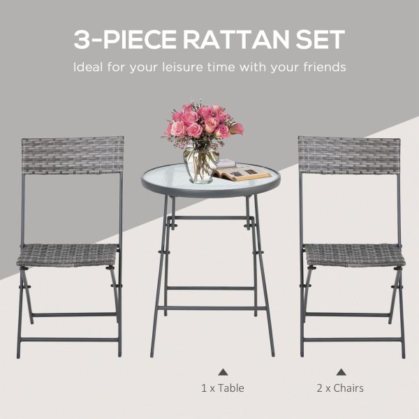 3 PCs Patio Wicker Bistro Set Foldable Table and Chair Set Outsunny - Image 4